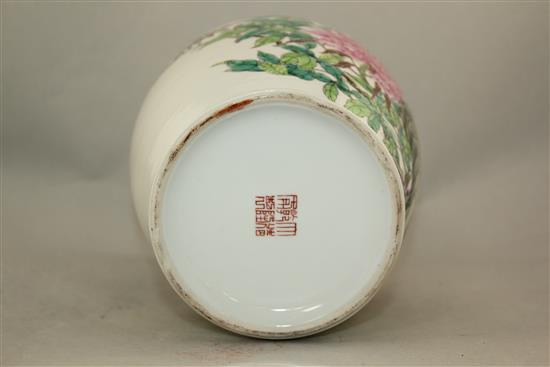 A Chinese famille rose ovoid vase, Republic period, 35cm.